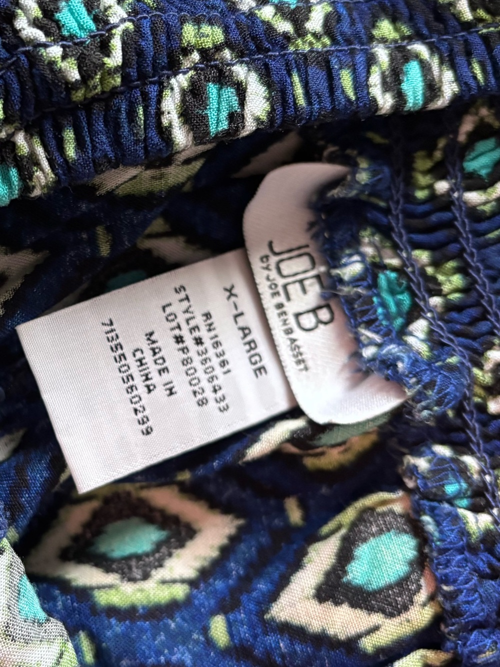 Joe B by Joe Benbasset Boho Palazzo Pants XL Blue Geometric - Picture 5 of 10